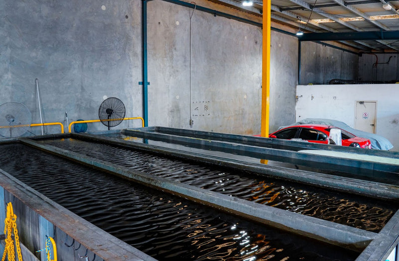 Surface preparation tank for prior powder coating